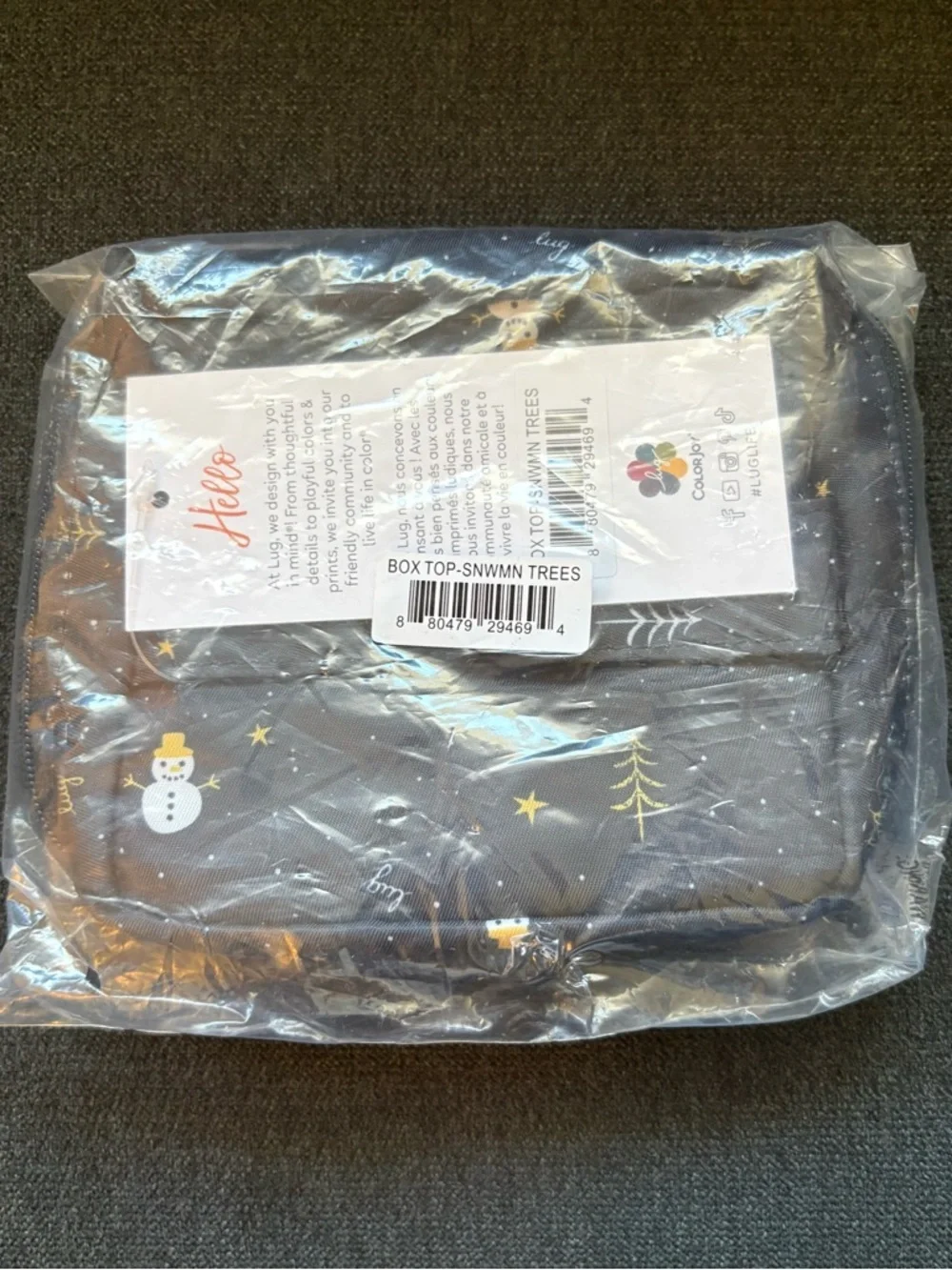 Lug Box Top Cosmetic Case Bag – Snowman Trees (Black Gold White Holiday Winter) - Picture 16 of 16